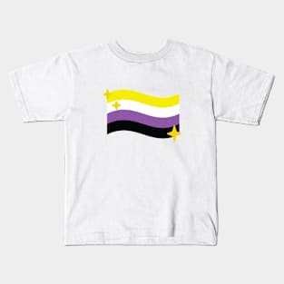 Nonbinary Pride Flag Sparkle Emoji Kids T-Shirt